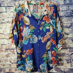 Johnny Was Multicolor Floral Blouse